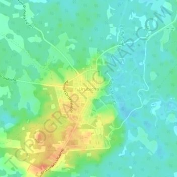 Mapa topográfico Urubicha, altitude, relevo