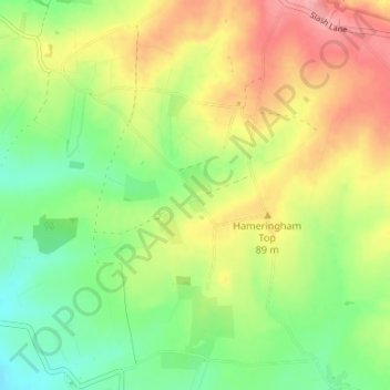 Mapa topográfico Low Hameringham, altitude, relevo