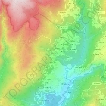Mapa topográfico Grou, altitude, relevo