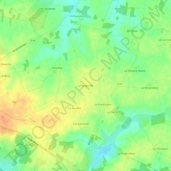 Mapa topográfico La Douce Vie, altitude, relevo