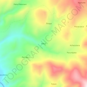 Mapa topográfico Palca, altitude, relevo