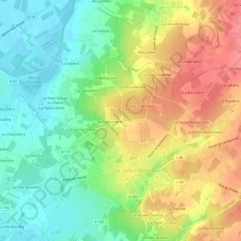 Mapa topográfico La Ceriseraie, altitude, relevo