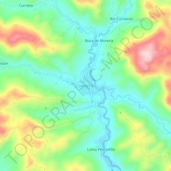 Mapa topográfico Convento, altitude, relevo