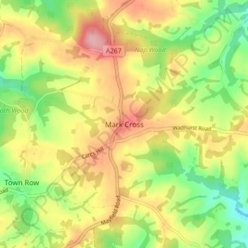 Mapa topográfico Mark Cross, altitude, relevo