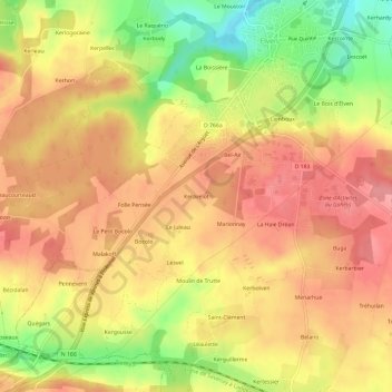 Mapa topográfico Keravelot, altitude, relevo