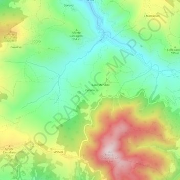 Mapa topográfico Ceriato, altitude, relevo