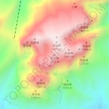 Mapa topográfico 连天峰, altitude, relevo