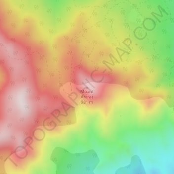 Mapa topográfico Mount Ararat, altitude, relevo