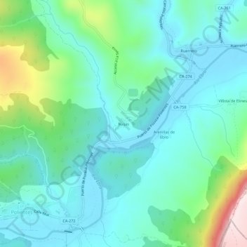 Mapa topográfico Ruijas, altitude, relevo