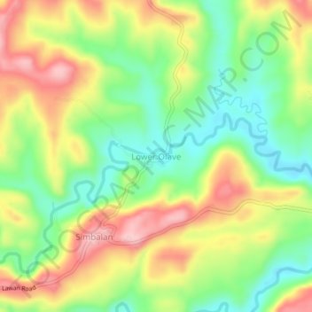 Mapa topográfico Lower Olave, altitude, relevo