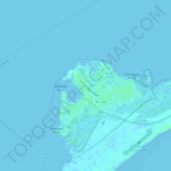Mapa topográfico Ocracoke, altitude, relevo