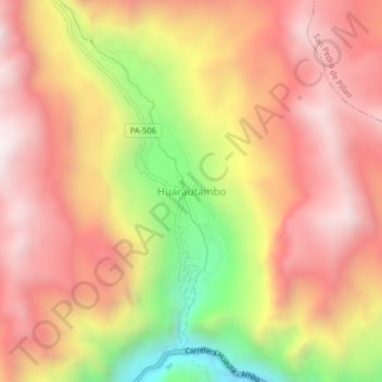 Mapa topográfico Huarautambo, altitude, relevo