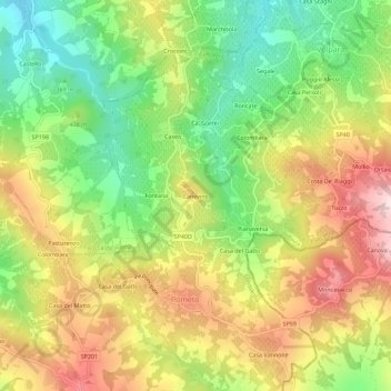 Mapa topográfico Canevino, altitude, relevo
