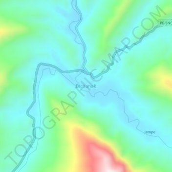 Mapa topográfico Bichanak, altitude, relevo