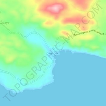 Mapa topográfico Baganian, altitude, relevo