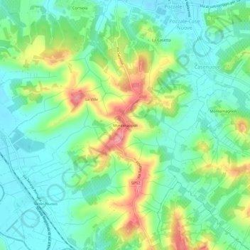 Mapa topográfico Monterappoli, altitude, relevo