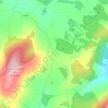 Mapa topográfico Moneystown, altitude, relevo
