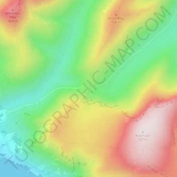 Mapa topográfico Newlands Pass, altitude, relevo