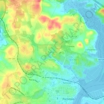 Mapa topográfico Poço Seco, altitude, relevo