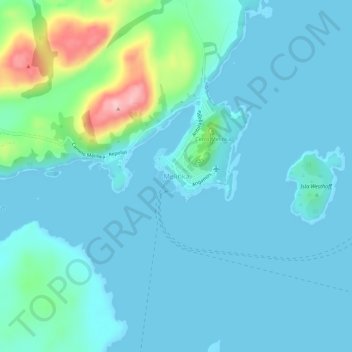 Mapa topográfico Melinka, altitude, relevo