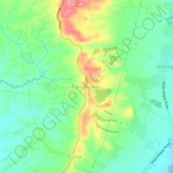 Mapa topográfico Panugnawan, altitude, relevo