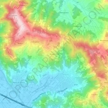 Mapa topográfico Bargecchia, altitude, relevo