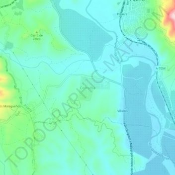 Mapa topográfico Cerralba, altitude, relevo