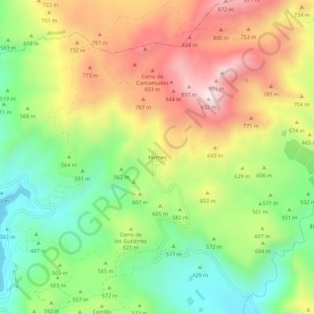 Mapa topográfico Hirmes, altitude, relevo