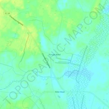 Mapa topográfico Pringle Bend, altitude, relevo