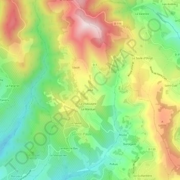 Mapa topográfico Vété, altitude, relevo