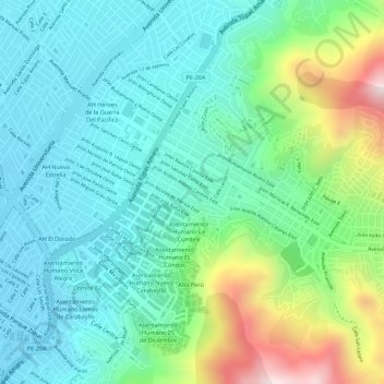 Mapa topográfico 4N, altitude, relevo