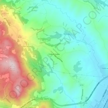 Mapa topográfico Colle di Sopra, altitude, relevo