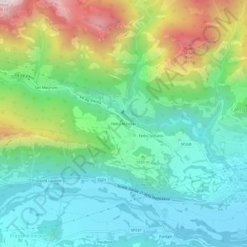Mapa topográfico Fedio Massolo, altitude, relevo