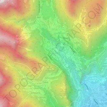 Mapa topográfico Pranzo, altitude, relevo
