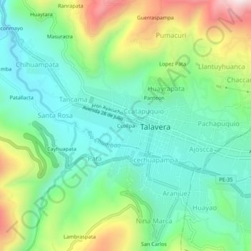 Mapa topográfico Ccollpa, altitude, relevo