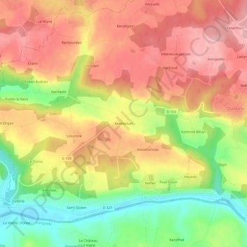 Mapa topográfico Kermoisan, altitude, relevo
