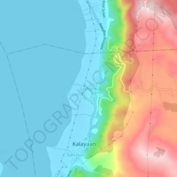 Mapa topográfico Loñgos, altitude, relevo