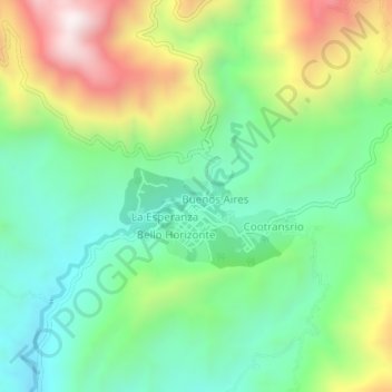 Mapa topográfico Gaitan, altitude, relevo