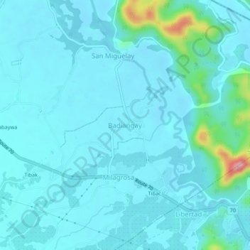 Mapa topográfico Badiangay, altitude, relevo