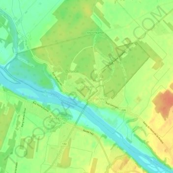 Mapa topográfico Odanak, altitude, relevo