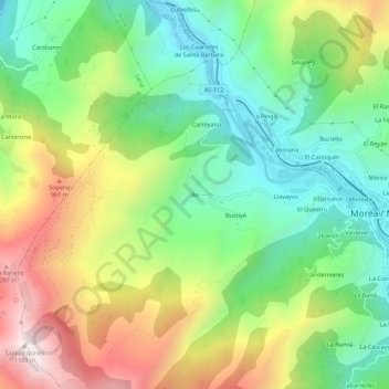 Mapa topográfico Boo, altitude, relevo