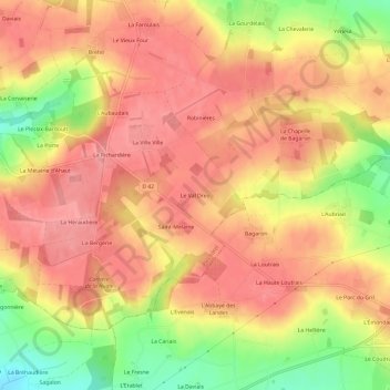 Mapa topográfico Le Val Dreo, altitude, relevo