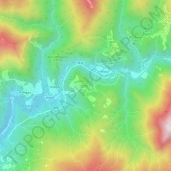 Mapa topográfico Casoli, altitude, relevo