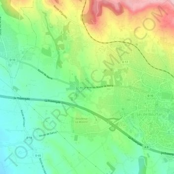Mapa topográfico Les Granettes, altitude, relevo