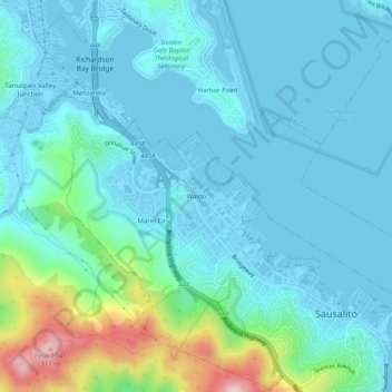 Mapa topográfico Waldo, altitude, relevo