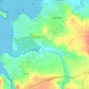 Mapa topográfico Brenesquen, altitude, relevo