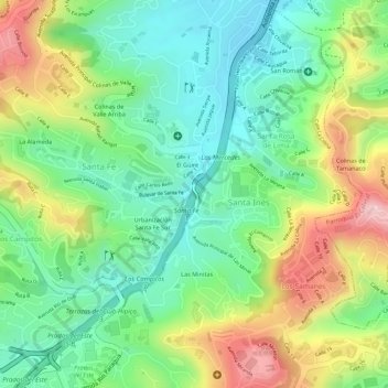 Mapa topográfico Distribuidor Santa Fe, altitude, relevo