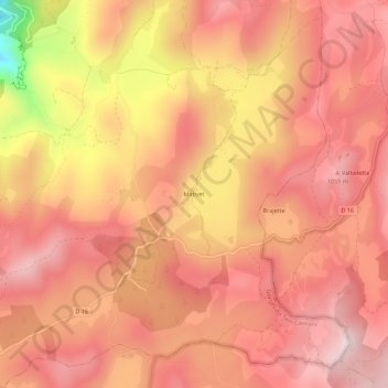 Mapa topográfico Mativet, altitude, relevo