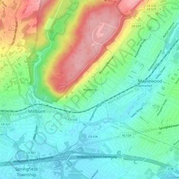 Mapa topográfico Wyoming, altitude, relevo