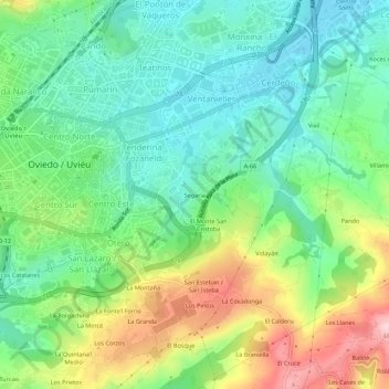 Mapa topográfico Segaria, altitude, relevo